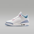 Air Jordan 3 Retro Big Kids' Shoes - White/Cobalt Bliss/Football Grey/Pink Glow