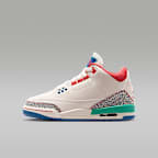Air Jordan 3 Retro "Play Your Way" Big Kids' Shoes - Chalk/True Blue/Kinetic Green/Track Red