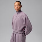 Playera cropped con cierre de 1/4 para mujer Jordan Brooklyn