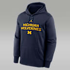Sudadera con gorro sin cierre universitaria Jordan Therma para hombre Michigan Team Stacked