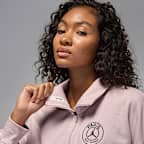 Γυναικείο φλις φούτερ Παρί Σεν Ζερμέν με φερμουάρ στο μισό μήκος