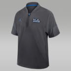 UCLA Sideline Coach Men's Jordan Brand College 1/2-Zip Short-Sleeve Hooded Jacket
