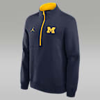 Sudadera de cuello redondo universitaria marca Jordan de medio cierre para hombre Michigan Primetime Primary Logo
