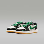 Tenis para niños grandes Air Jordan 1 Retro Low OG "Phantom and Pine Green"