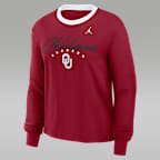 Playera de manga larga universitaria marca Jordan para mujer Oklahoma Legacy