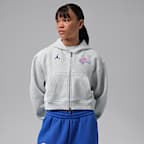 Dámská zkrácená mikina Jordan Brooklyn Space Jam Fleece s kapucí a zipem po celé délce