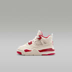 Tenis para bebé e infantil Jordan 4 Retro - Marfil pálido/Rojo sierra