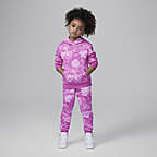 Jordan Brooklyn Essentials Little Kids' 2-Piece Floral Printed Pullover Set - Fire Pink