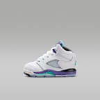 Jordan 5 Retro Baby/Toddler Shoes - White/Grape Ice/Black/New Emerald
