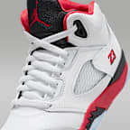Jordan 5 Retro "Fire Red Black Tongue" Little Kids' Shoes