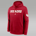 Sudadera con gorro sin cierre universitaria Nike para hombre Oklahoma Club 2-Hit Nickname - Carmesí