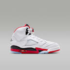 Air Jordan 5 Retro "Fire Red Black Tongue" Big Kids' Shoes