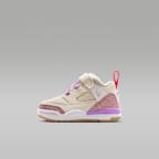 Tenis para bebé e infantil Jordan Spizike Low - Marfil pálido/Fucsia enérgico/Desierto/Rojo fusión