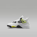 Tenis para niños de preescolar Jordan 4 Retro - Blanco/Grafito claro/Toque de limón claro