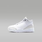 Jordan 3 Retro Little Kids' Shoes - White/White/Metallic Silver