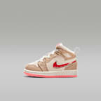 Jordan 1 Mid SE Baby/Toddler Shoes - Desert/Pale Ivory/Fusion Red