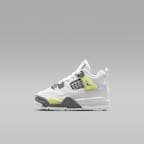 Jordan Retro 4 Baby/Toddler Shoes - White/Light Graphite/Light Lemon Twist