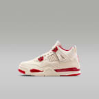 Jordan 4 Retro "Pale Ivory and Tough Red" Little Kids' Shoes - Pale Ivory/Sierra Red