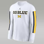 Michigan Wolverines Local Spirit Slogan Men's Jordan College Long-Sleeve T-Shirt - White