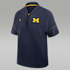 Michigan Sideline Coach Men's Jordan Brand College 1/2-Zip Short-Sleeve Hooded Jacket