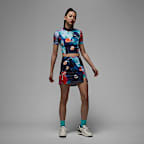 ジョーダン ウィメンズ プリント ショートスリーブ ニット クロップ トップ