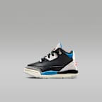 Jordan 3 Retro Baby/Toddler Shoes - Black/Neutral Grey/Military Blue/Chile Red