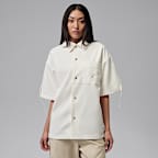 조던 여성 우븐 반팔 탑