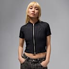 Top in maglia con zip a tutta lunghezza Jordan Flight – Donna