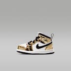 Jordan 1 Mid SE Baby/Toddler Shoes - Metallic Gold/White/Black/Black