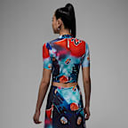 ジョーダン ウィメンズ プリント ショートスリーブ ニット クロップ トップ