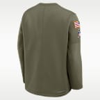 Sudadera de cuello redondo sin cierre Nike de la NFL para hombre Cleveland Browns Salute to Service Sideline Triumphant Win Coach