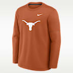 Playera de manga larga universitaria Nike Therma-FIT para hombre Texas Sideline Coaches