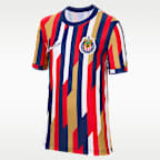 Playera de futbol de manga corta Nike Dri-FIT para antes del partido para niños talla grande C.D. Guadalajara