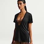 NikeSKIMS Performance Cotton Blend Kurzarm-Oberteil mit V-Ausschnitt (Damen)