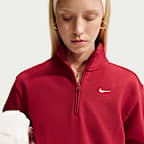 Playera de cierre de 1/4 para mujer Nike Studio Fleece Medium Weight