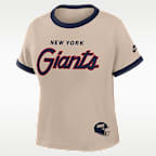 New York Giants Rewind Ringer Mod Women's Nike NFL Cropped T-Shirt