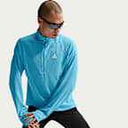 나이키 ACG 남성 드라이 핏 미드 레이어 쿼터집 트레일 러닝 탑