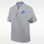 Detroit Lions Sideline Coach Men's Nike NFL 1/2-Zip Short-Sleeve Hooded Jacket
