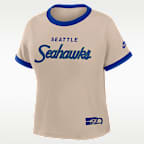 Playera Nike de la NFL cropped para mujer Seattle Seahawks Rewind Ringer Mod