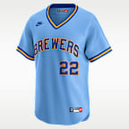 Christian Yelich Milwaukee Brewers Cooperstown Men's Nike Dri-FIT MLB Limited Jersey