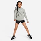 Playera de manga larga Dri-FIT con cierre de 1/4 para niña Nike