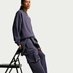 Pants cargo de tiro alto oversized para mujer Nike Studio Fleece Medium Weight