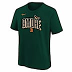 Playera Nike de la MLB para niños talla grande Baltimore Orioles City Connect Wordmark