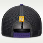 LSU Legacy Arch Rise Men's Nike Dri-FIT College Trucker Adjustable Hat