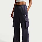 Pants cargo de tiro alto oversized para mujer Nike Studio Fleece Medium Weight