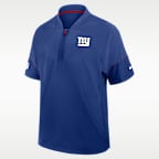 Chamarra de manga corta Nike de la NFL con gorro de medio cierre para hombre New York Giants Sideline Coach