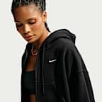 Sudadera con gorro cropped oversized de cierre completo para mujer Nike Studio Fleece Medium Weight