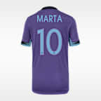 Jersey Nike Dri-FIT de la NWSL tipo réplica para niños talla grande Marta Vieira da Silva Orlando Pride visitante Stadium