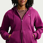 Sudadera con gorro de cierre completo para mujer (talla grande) Nike Studio Fleece Medium Weight