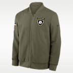 Chamarra bomber Nike de la NFL de cierre completo para hombre Pittsburgh Steelers Salute to Service Sideline